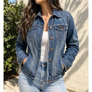 Wrangler Womens Denim Jacket XL Western Fitted Blue Jean Vintage Style